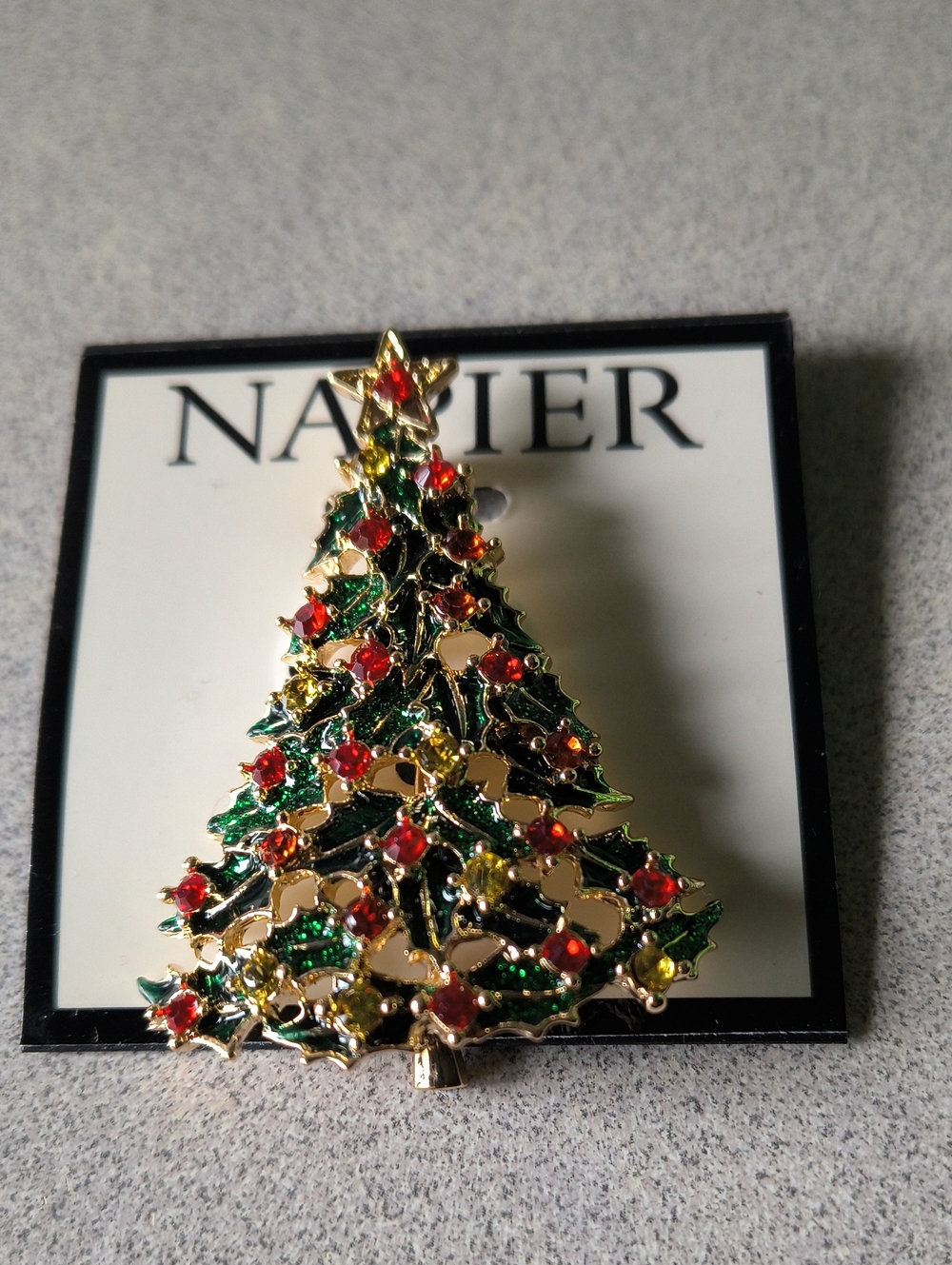 Napier Christmas Stone Tree Pin